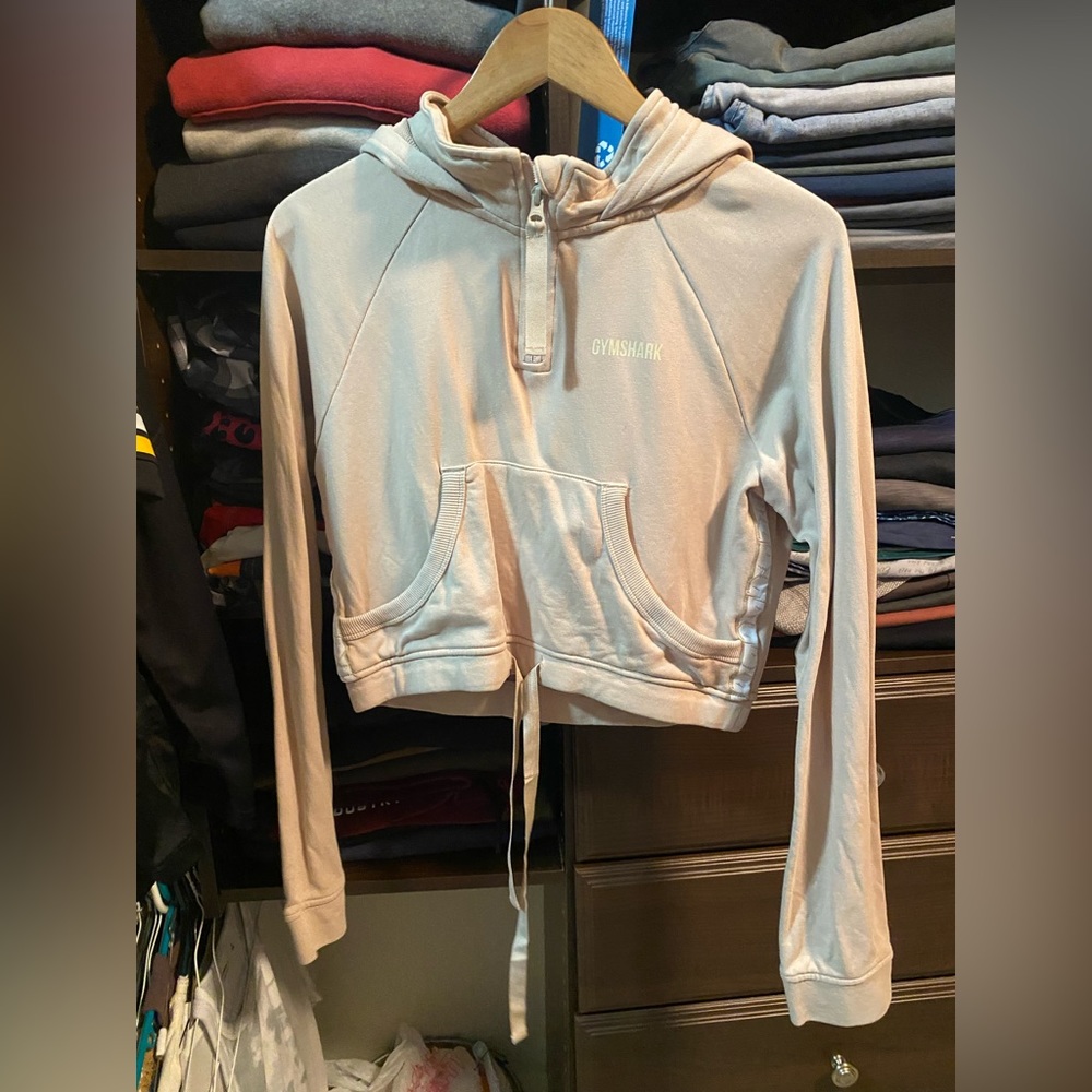 GymShark tan cropped hoodie size small